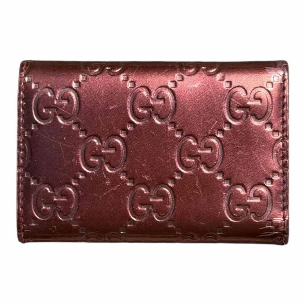 Gucci Guccissima Lovely Hearts Key Holder Metallic Burgundy 6 Hook Wallet - Picture 5 of 12